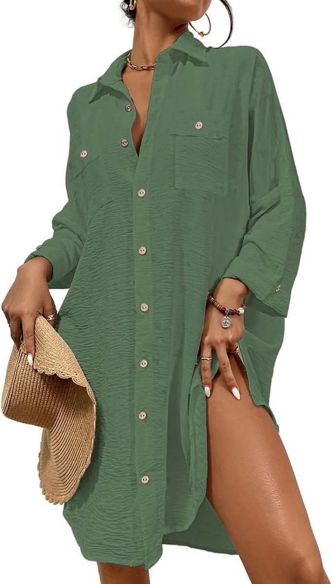 Dames Kimono - Strandjurk - Zomerse Ontspanning - Open Voorkant - One Size - Zwart