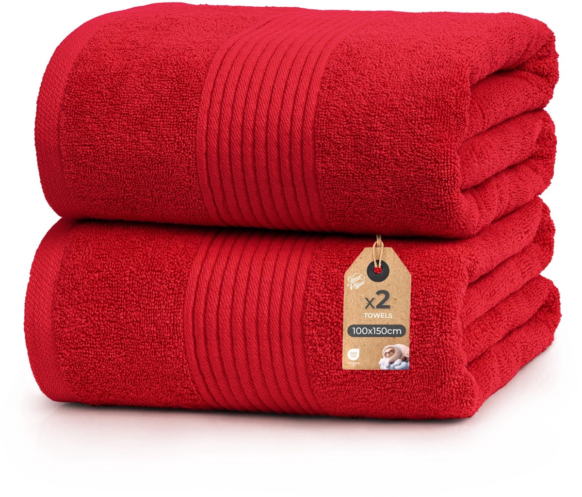 SnelShoppen - Cloud Pillow Grote Badhanddoek, Zachte Douchehanddoeken, Absorberend en Duurzaam, Oeko-TEX, Rood, Ideaal voor Badkamer en Wellness