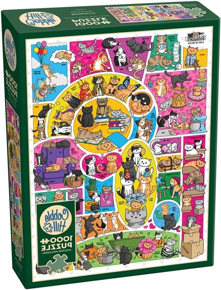 Legpuzzel 1000 stukjes - Dierenpuzzel Katten - Ontspanning Thuis - Willekeurig gesneden stukjes - 67.6 x 48.9 cm - Monster Poster