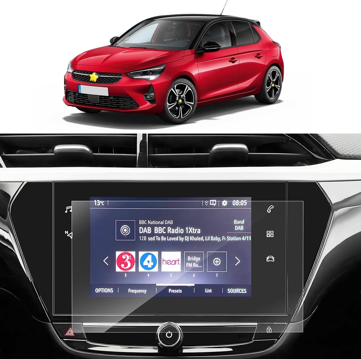 Set van 2 Screen Protectors voor Opel Corsa F 2020-2023 - Bescherming voor Navigatiescherm, PET, 7 Inch, Krasbestendig, Antivingerafdruk