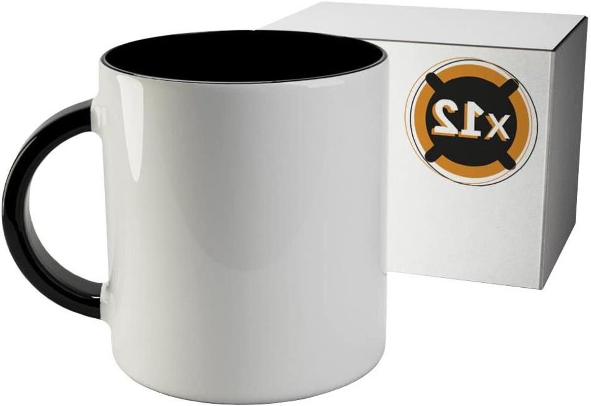Keramische Mokken - Sublimatie Bekers - Zelf Ontwerpen - Glanzend Oppervlak - 12 Stuks 350ml - Wit Zwart