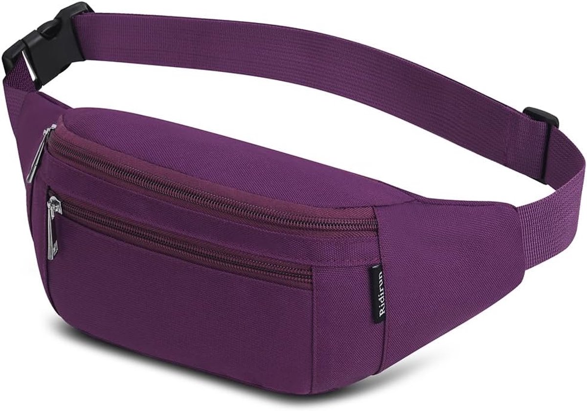 SnelShoppen - Heuptas voor Dames en Heren - Waterdichte Sport Heuptas - Grote Mobiele Telefoontas - Lila Schoudertas voor Outdoor, Camping, Wandelen,