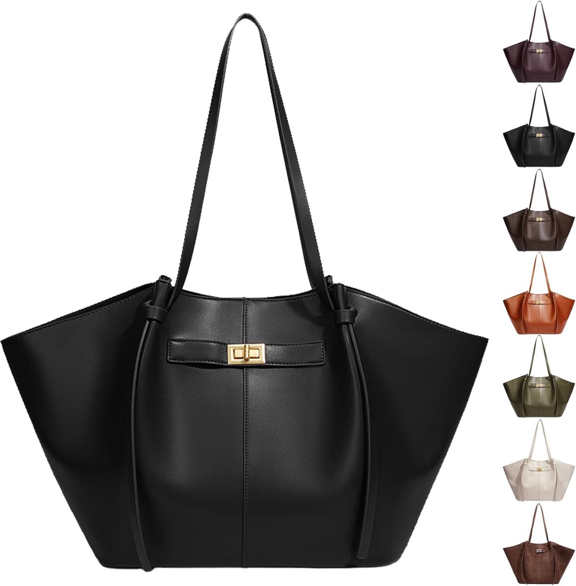 SnelShoppen - Tote Bag Dames, Grote Shopper Tas met Afneembare Lus, Vintage Schoudertas voor Werk, Winkelen, Reizen, Kantoor, Ruim, Stijlvol, Diverse