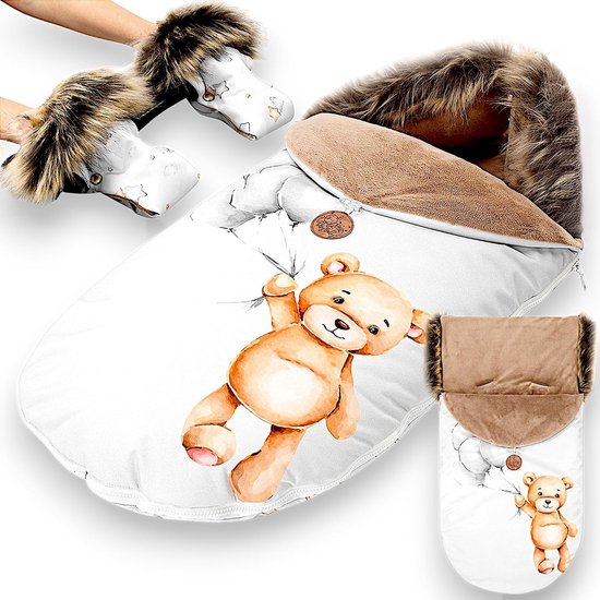Baby Voetenzak - Winter Inlay - Winterse Uitjes - Waterafstotend - 90x45cm - Beige met sterren — afbeelding 3
