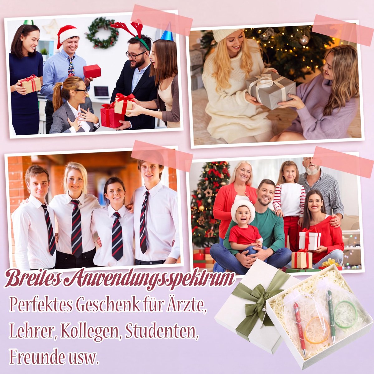 SnelShoppen - 24 Stuks Inspirerende Cadeauset Balpen van Metaal, Motivatiearmbanden en Organza Zakje voor Leraren, Medewerkers, Afscheidscadeau voor C