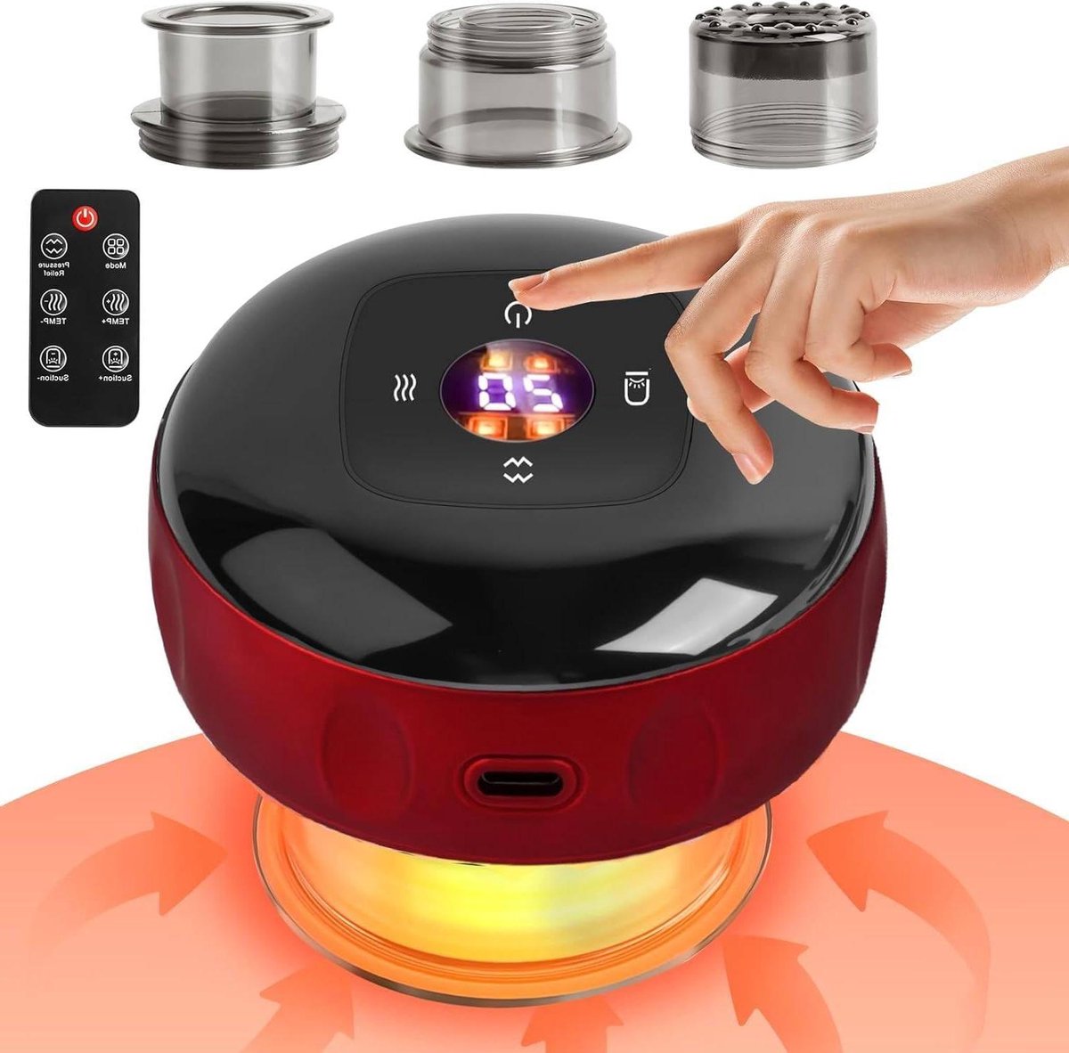 Elektrisch cuppingsapparaat - Vacuüm massage - Spierpijn verlichten - Infrarood verwarming - 94 x 94 x 78 cm - Wit