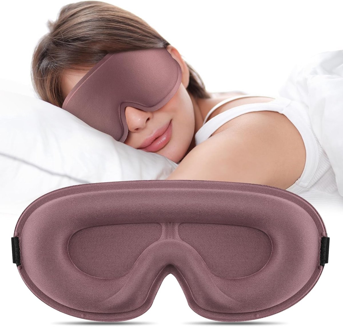 Slaapmasker 3D voor zijslapers - verstelbaar elastiek - lichtblokkerend en ademend - ideaal voor reizen - SnelShoppen