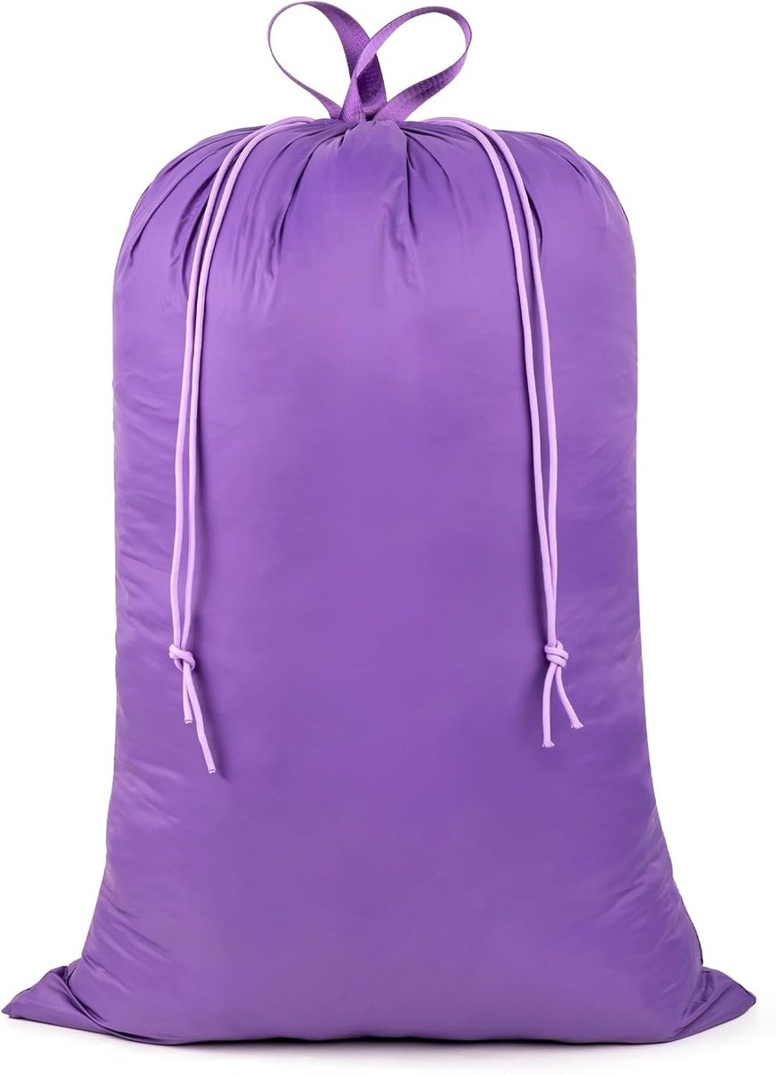 Grote Waszak met Handvatten, Stevige Reiswaszak, 24" x 35" Trekkoord Sluiting voor Vuile Kleding, Opbergzak voor Thuis, Hotel en Studentenhuis, Paars