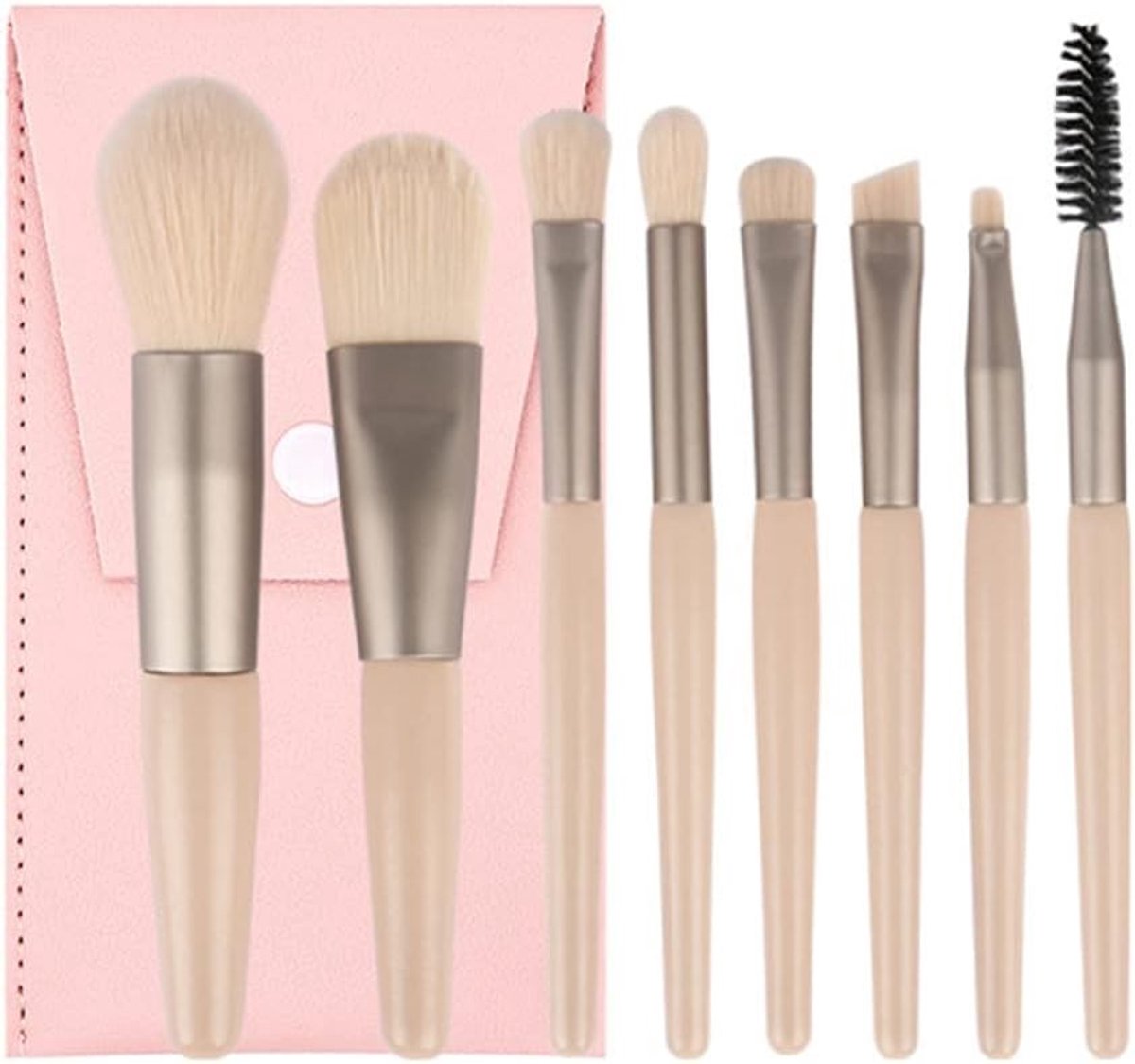 Professionele Make-up Kwasten Set met PU Leren Cosmetica Tas voor Poeder, Blush en Oogschaduw - Geel en Luxe Design