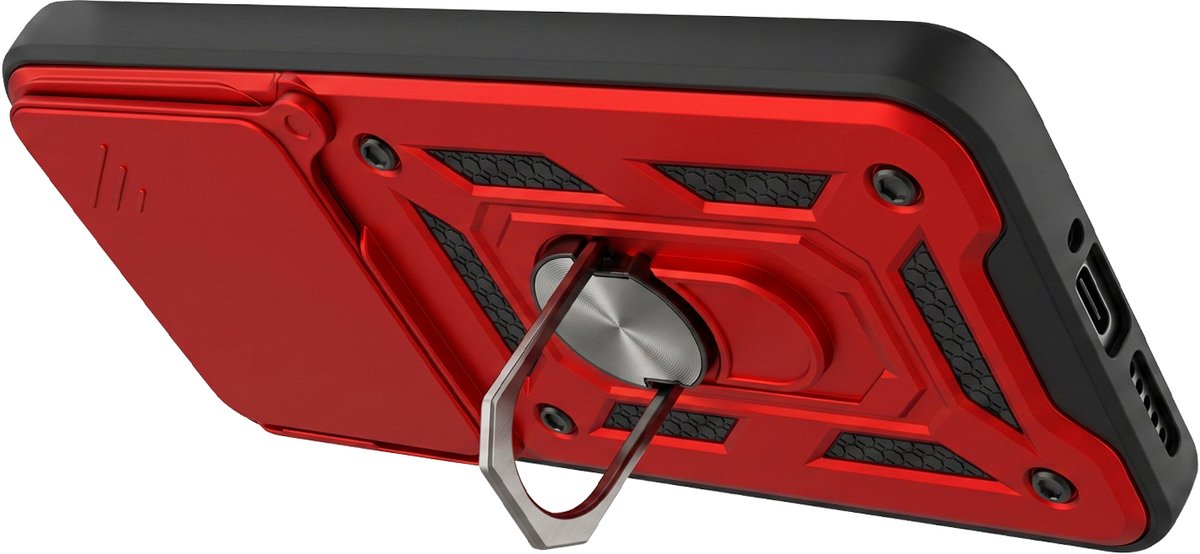 Mayaxess, Hoesje geschikt voor Xiaomi 17T Pro met Schuifbare Camera-afdekking en Magnetische Ring, Rood