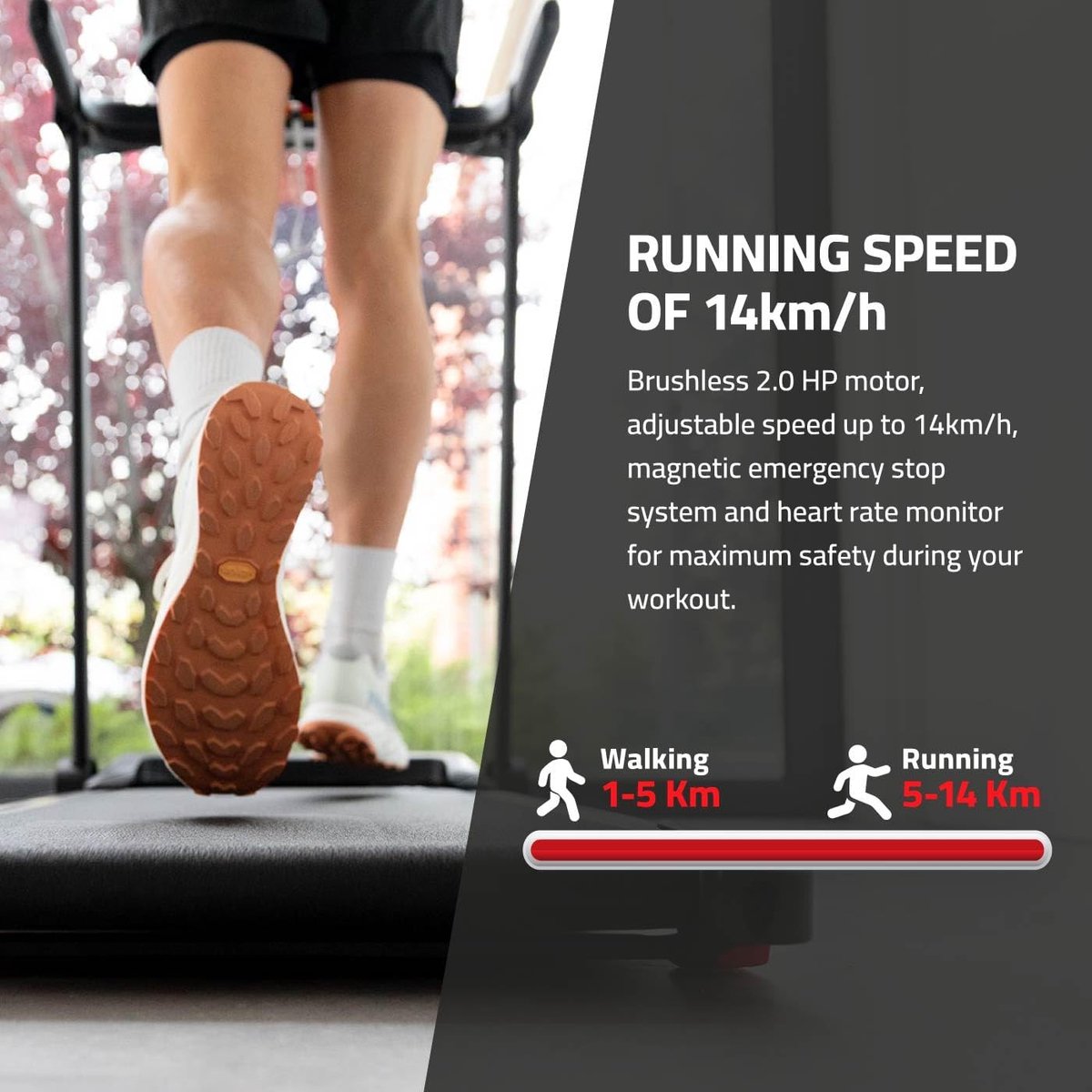 Opvouwbare loopband - Thuis fitnessapparaat - Cardio training - App connectiviteit - 10 km/u - Zwart