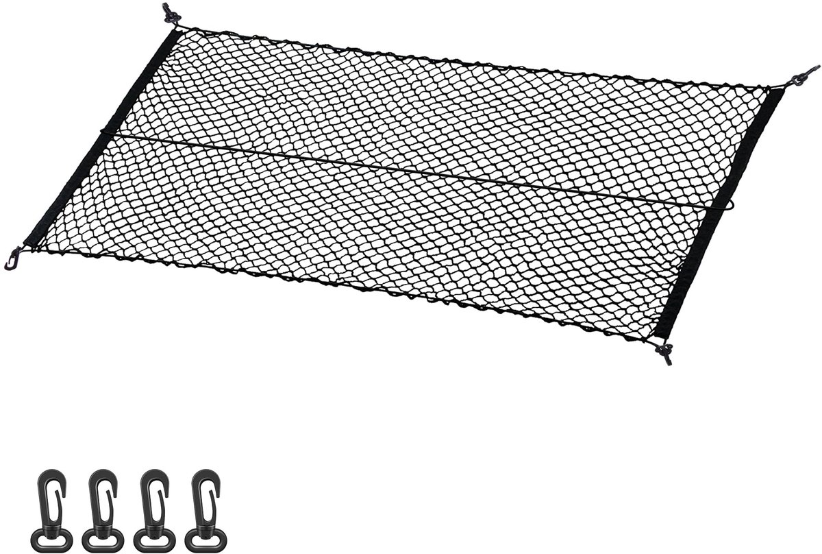 SnelShoppen - Elastisch Nylon Kofferbaknet Auto-Bagagenet voor Kofferbak - Zwart Mesh Opslagnet voor Auto - Ideaal voor Vakantie, Camping, en Dagelijk