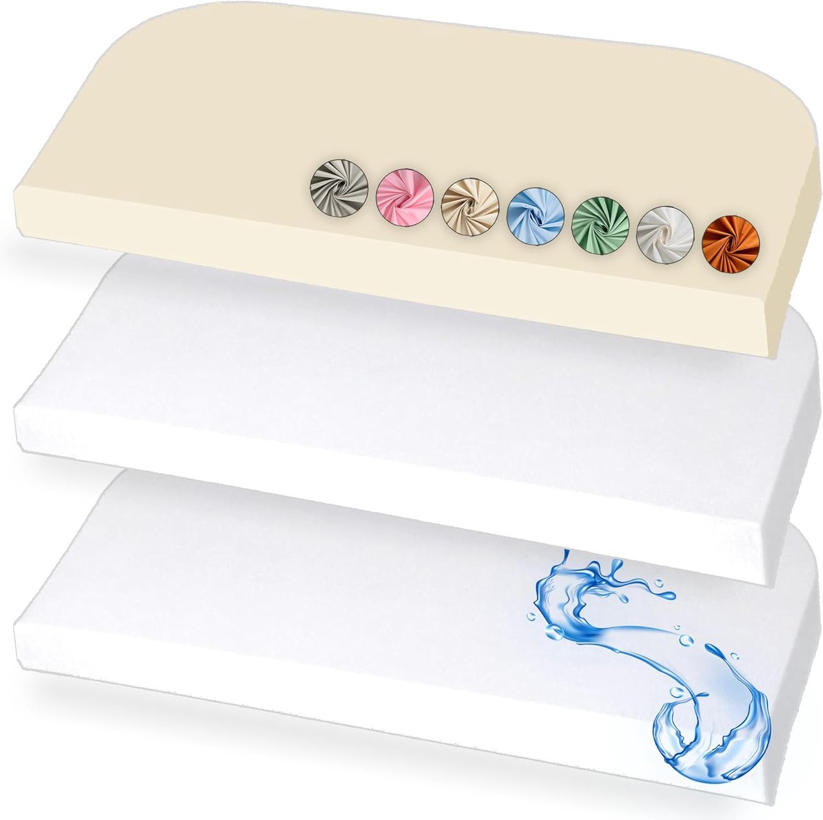 Fitted Sheet 50 x 89 cm - 2 Stuks 100% Katoen - 1 Waterdichte Matrasbeschermer - Ideaal voor Logeerbed - ShopVlot