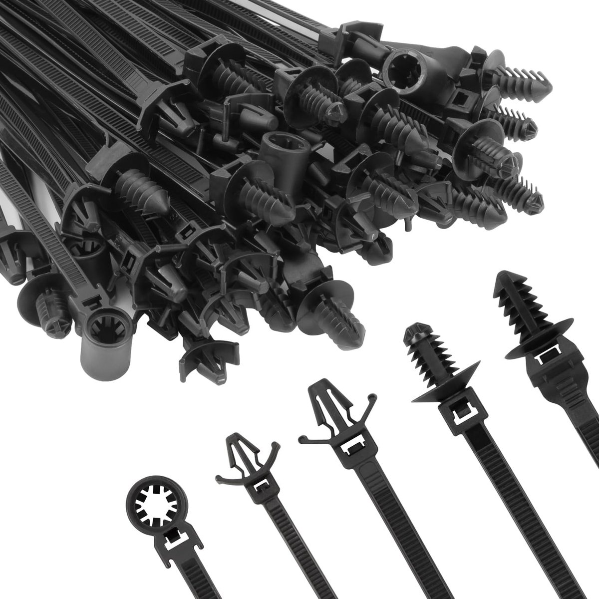 Zwart kabelbinders set - 210 stuks - nylon - zware kwaliteit - perfect voor autowiring - ShopVlot