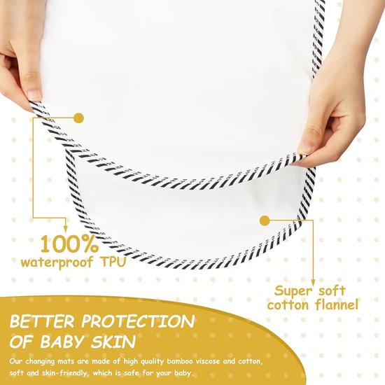 Thijox - Herbruikbaar Aankleedkussen voor Babyluiers - 6 Stuks Wasbaar & Waterdicht - Bamboeviscose 30x60 cm - Zacht Beschermend & Comfort voor Baby's — afbeelding 2