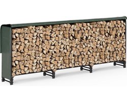 Houthok Buiten - Houtopslag Metaal - Droog Hout Opslaan - Inclusief Waterdicht Deksel - 300x116x36cm - Groen