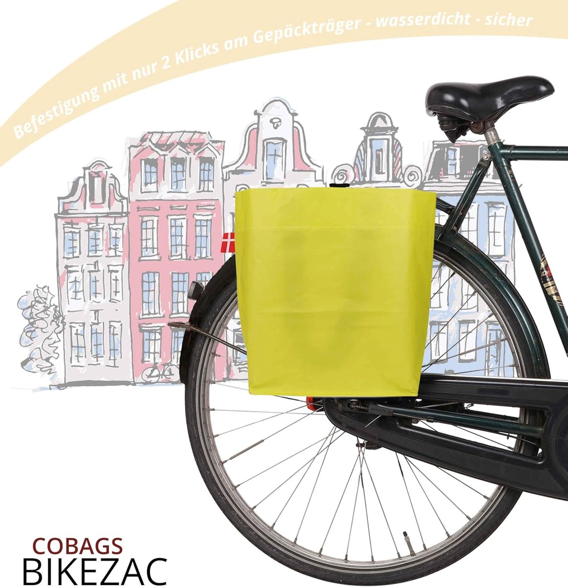 SnelShoppen - BikeZac Cobags Simply Mustard 2.0 Fietstas, Clip-On Boodschappentas voor Fiets, Kleur: Cobags Simply Mustard, Ideaal voor Boodschappen,