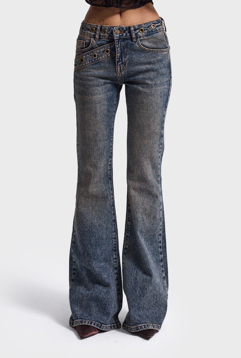 It's Basic - FLARE MID RISE JEANS - CORNFLOWER