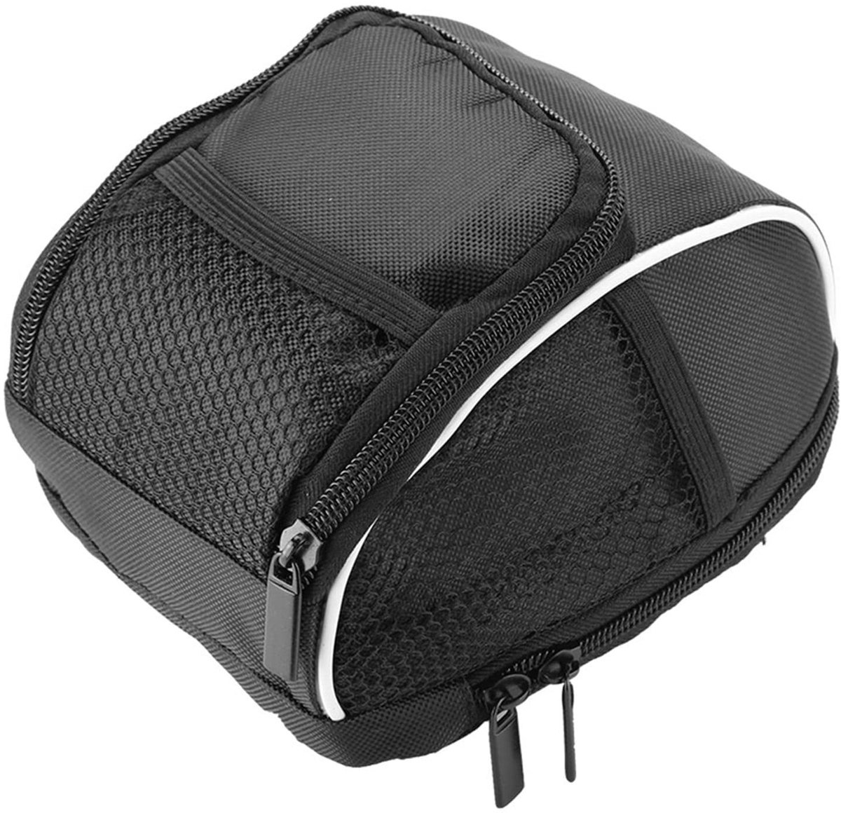 SnelShoppen - Waterdichte Stuurtas voor Fiets, Fietsmand met Voorvak, Ideaal voor Fietstochten, Camping, Vakantie, Zwart, Ruimte voor 5 Liter
