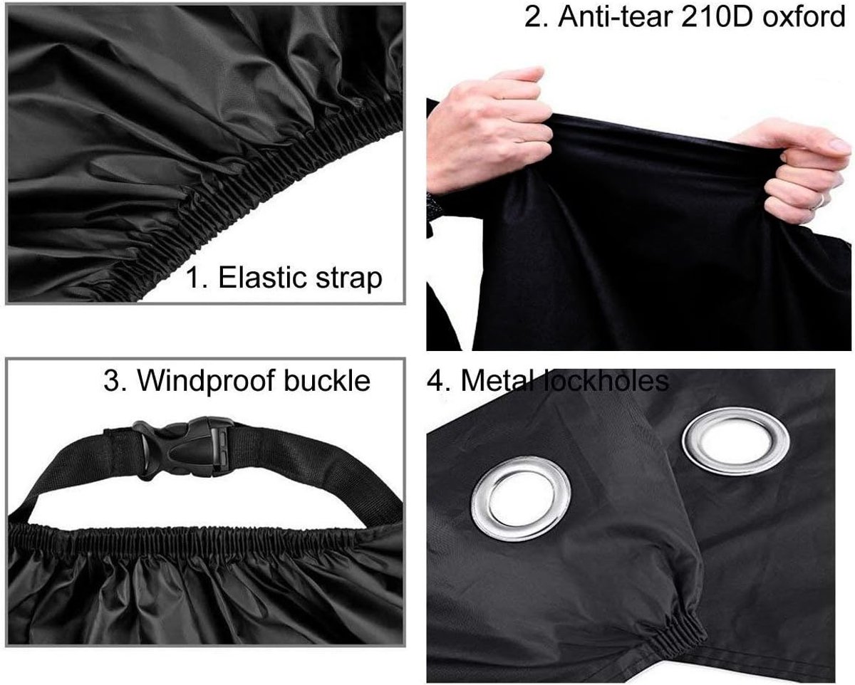 SnelShoppen - Motorhoes XXL 210D Stof Waterdicht - Anti-Stof, UV Bescherming, Met Slotgat - Zware Kwaliteit Voor Binnen & Buiten - 2XL
