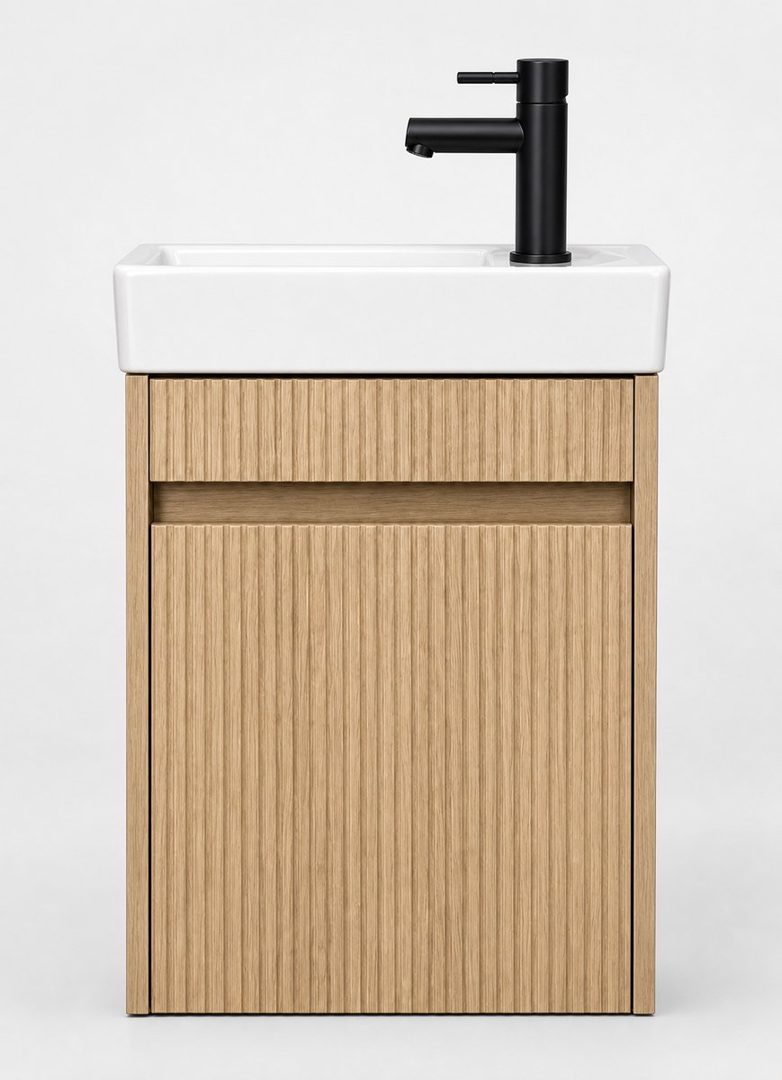 H&F Toiletmeubel Eikgrijs (zwart, zwart) 40 x 22,5 x 63 cm – Strakke Design | Soft-close, Vochtbestendig Multiplex