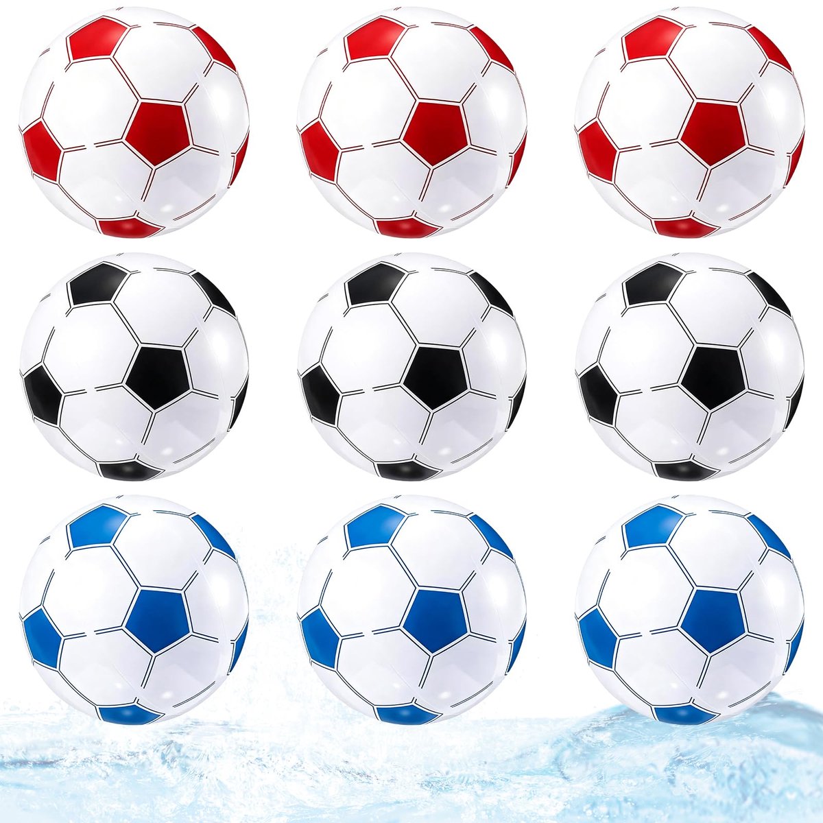 SnelShoppen - 9-delige opblaasbare voetbalset 40,6 cm - Veelkleurige PVC strandvoetballen voor volwassenen - Duurzaam en perfect voor zomer, buitenact