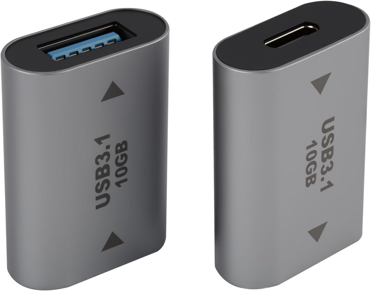 2 stuks USB C naar USB adapter voor 10 Gbps gegevensoverdracht, video- en audio-overdracht, compatibel met laptops en smartphones