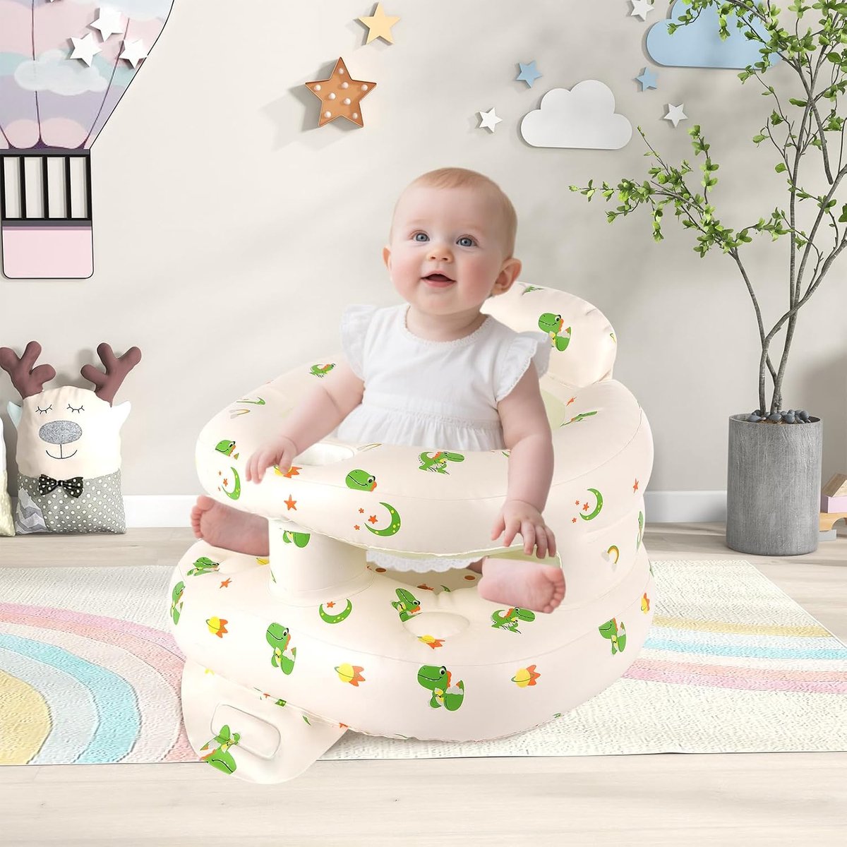 Opblaasbaar Baby Zitje - Geschikt Voor Baby’s Vanaf 3 Maanden - Met Afscheiding En Ingebouwde Luchtpomp - Voor Thuis En Reizen