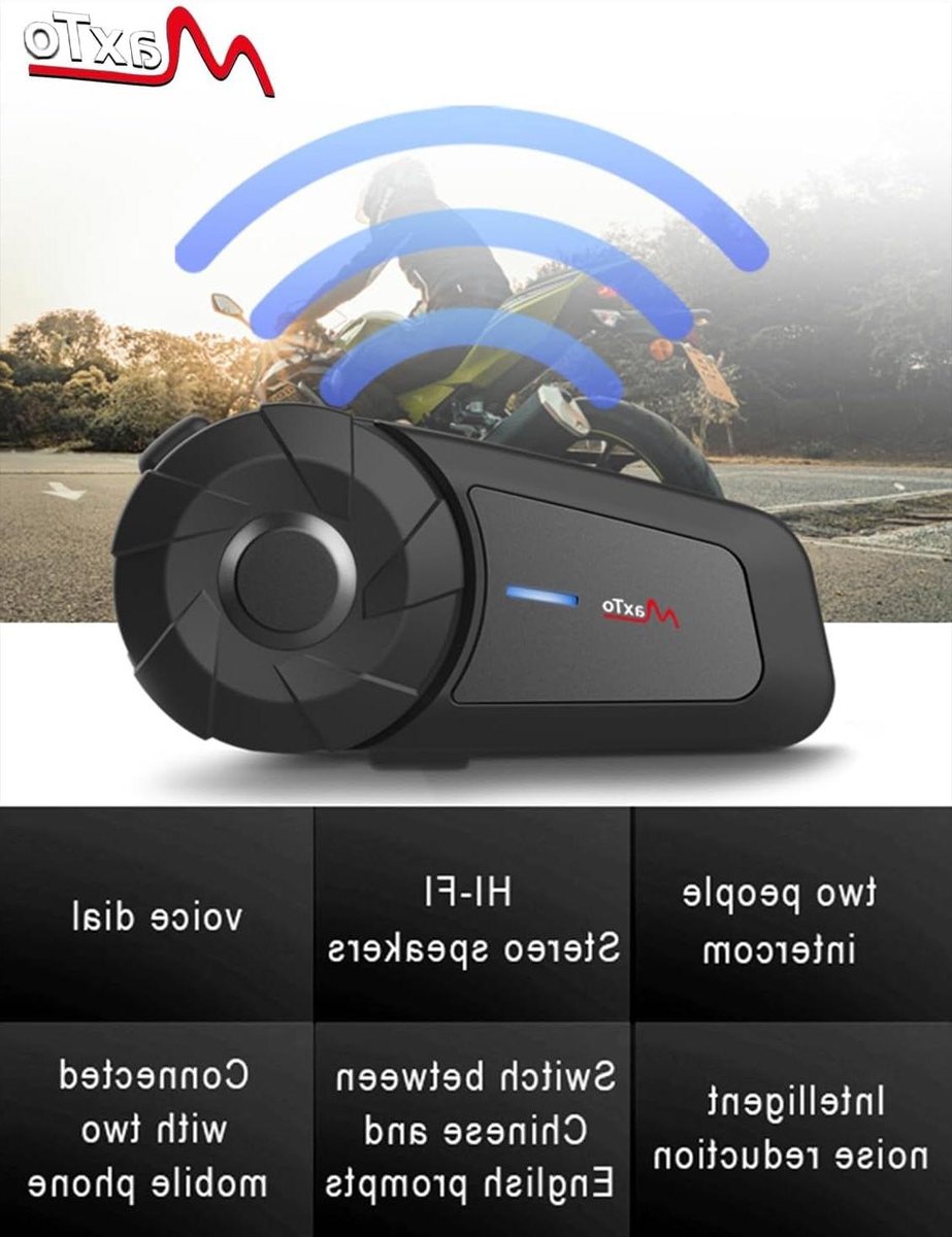 Motorhelm Headset - Motor Communicatie - Veilig Communiceren - 2 Rijders Intercom - 800 Meter Bereik - Zwart