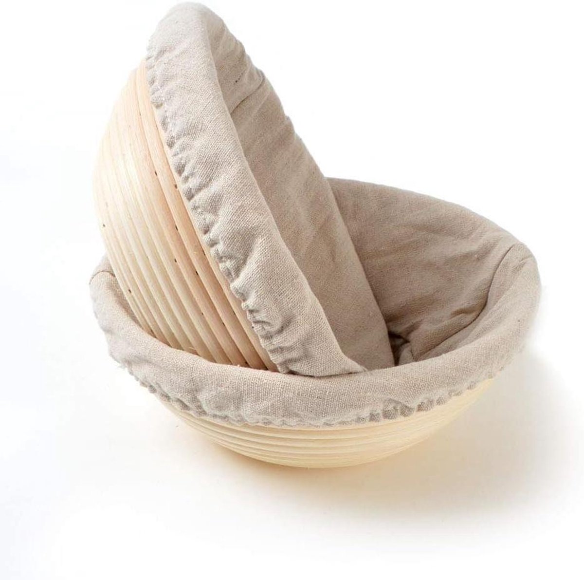 Brood Proofing Mand - Rijsmand Rotan - Ambachtelijk Brood Bakken - Met Linnen Voering - 9 Inch Rond - Beige