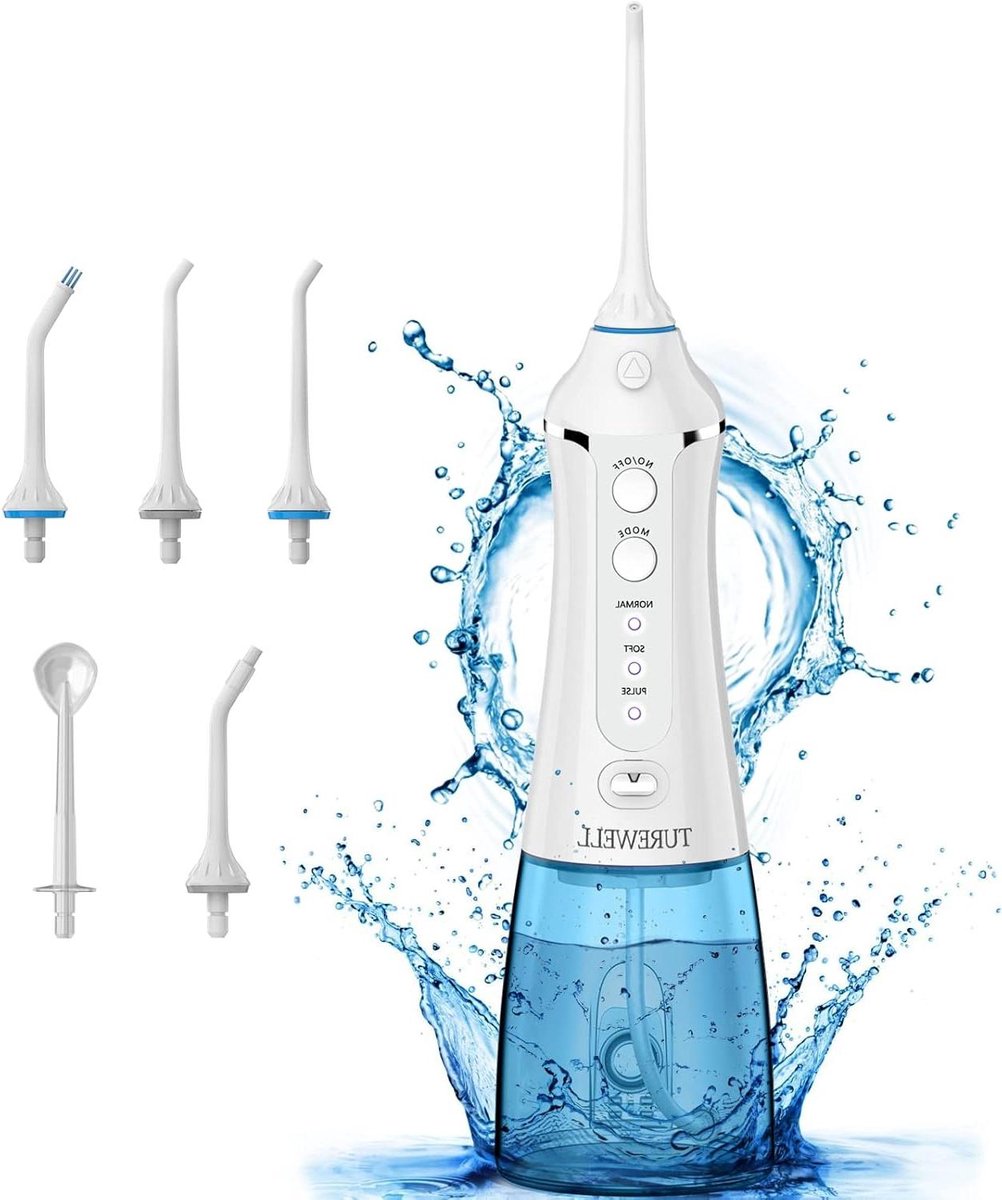 Elektrische Watertandflosser - Orale Irrigator - Mondhygiëne Verbeteren - 3 Modi & 6 Sproeiers - 300 ml Tank - Wit