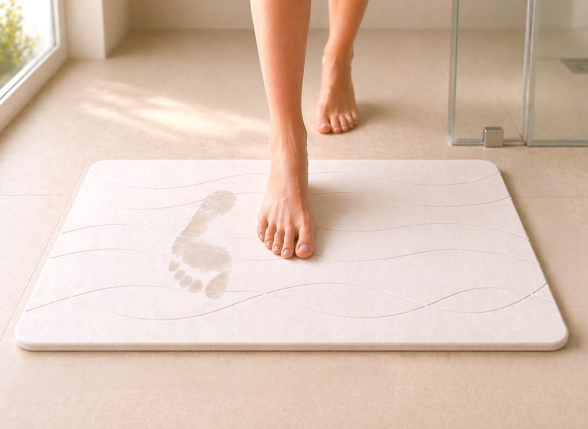 SnelShoppen - Diatomiet Badmat 40 x 60 cm, Sneldrogend Steentapijt, Antislip en Absorberend, Robuuste en Schimmelvrije Badmat voor Douche en Badkamer