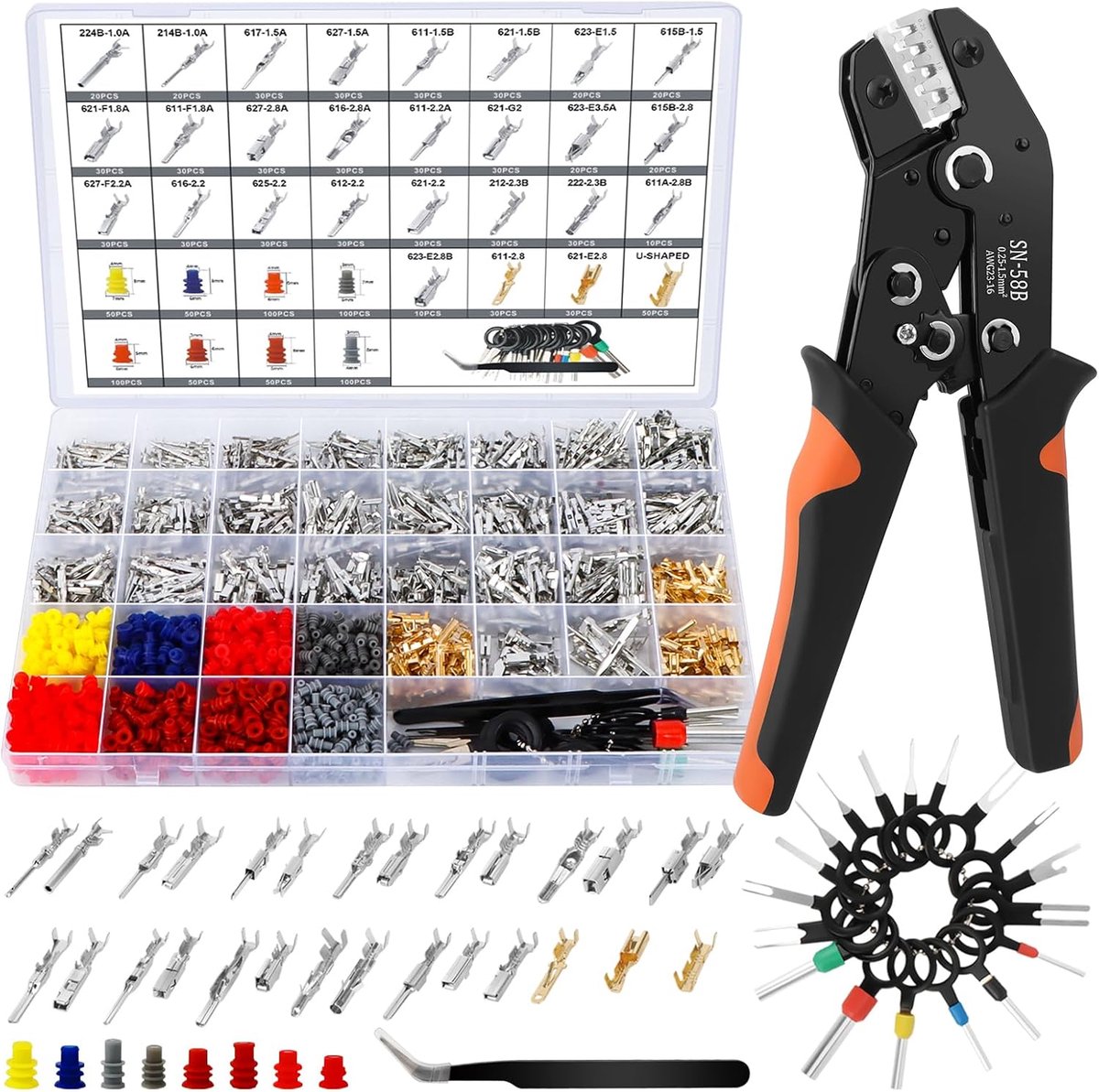 1379 Pcs Car Connectors with Crimping Tool Set, Crimping Pliers for 0.25-1.5mm² (AWG 23-16, Cable Connectors - ShopVlot