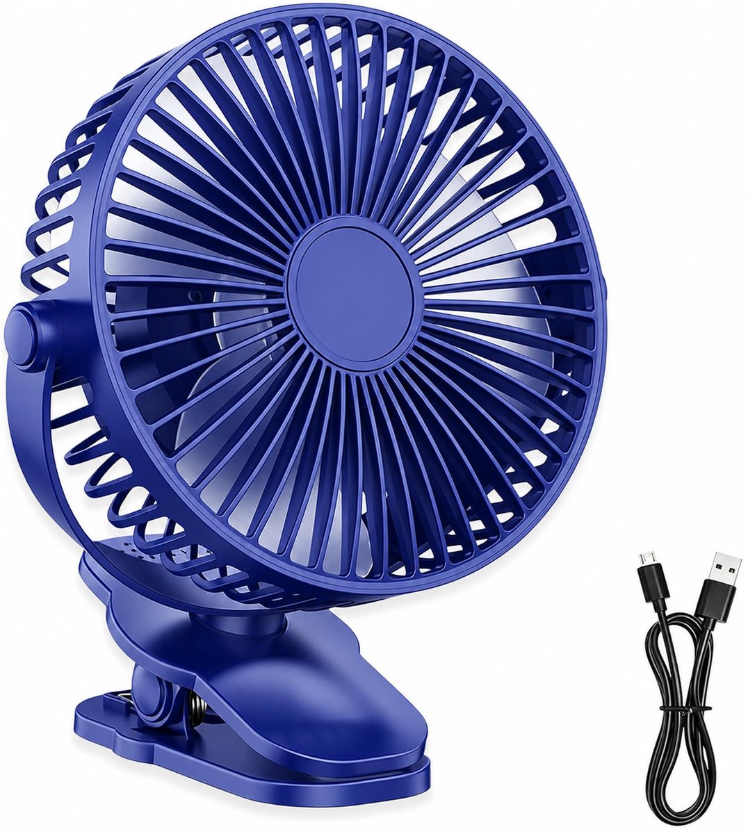 SnelShoppen - Mini-USB-clipventilator, 10.000 mAh oplaadbare stille tafelventilator, 720 graden draaibaar, ideaal voor thuis, kantoor, camping, kinder