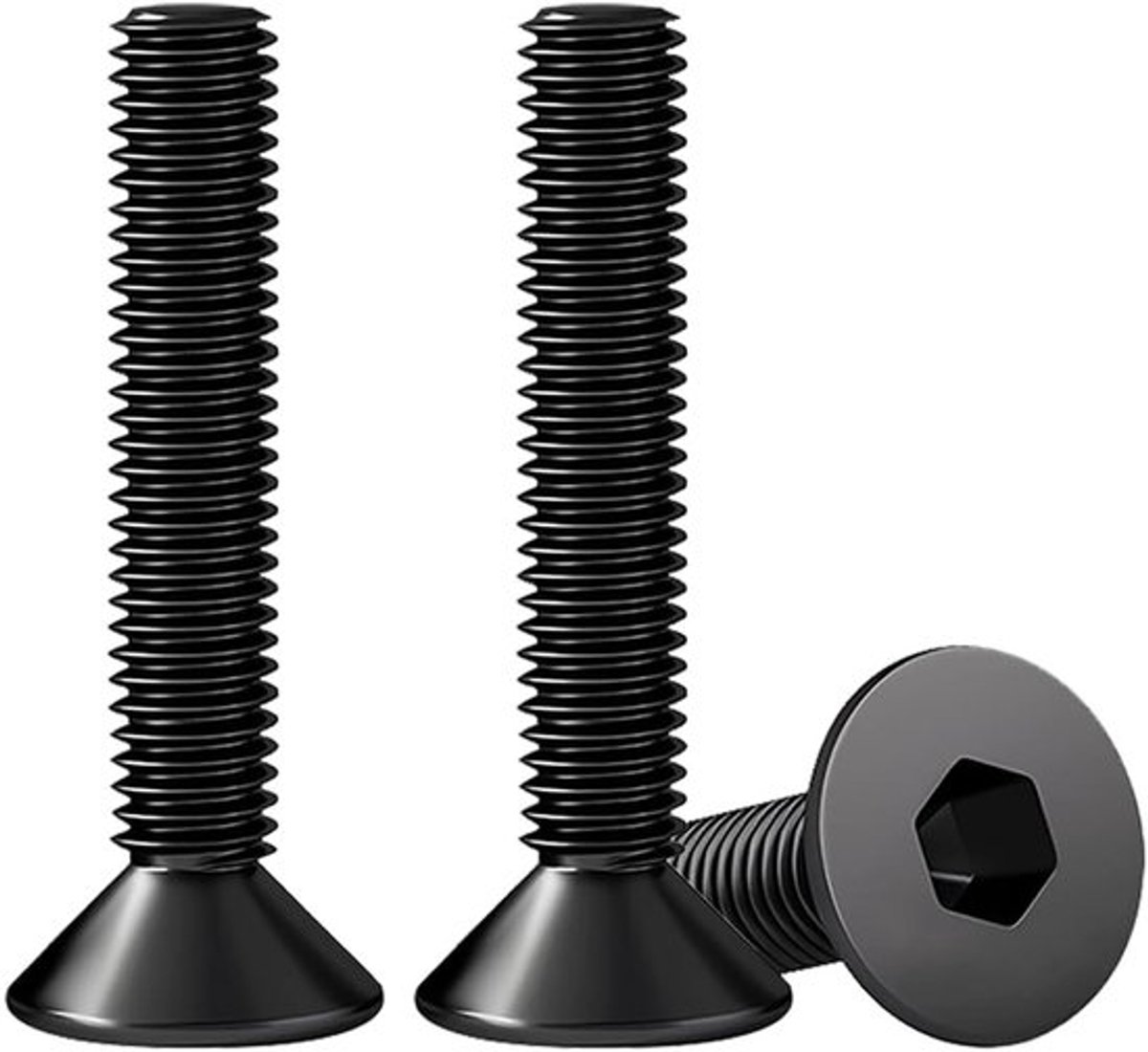 Set van 10 verzonken schroeven zwart roestvrij staal M8 x 30 mm DIN 7991, zeshoekige inbuskop, A2 V2A VA, ideaal voor meubelmontage en constructie