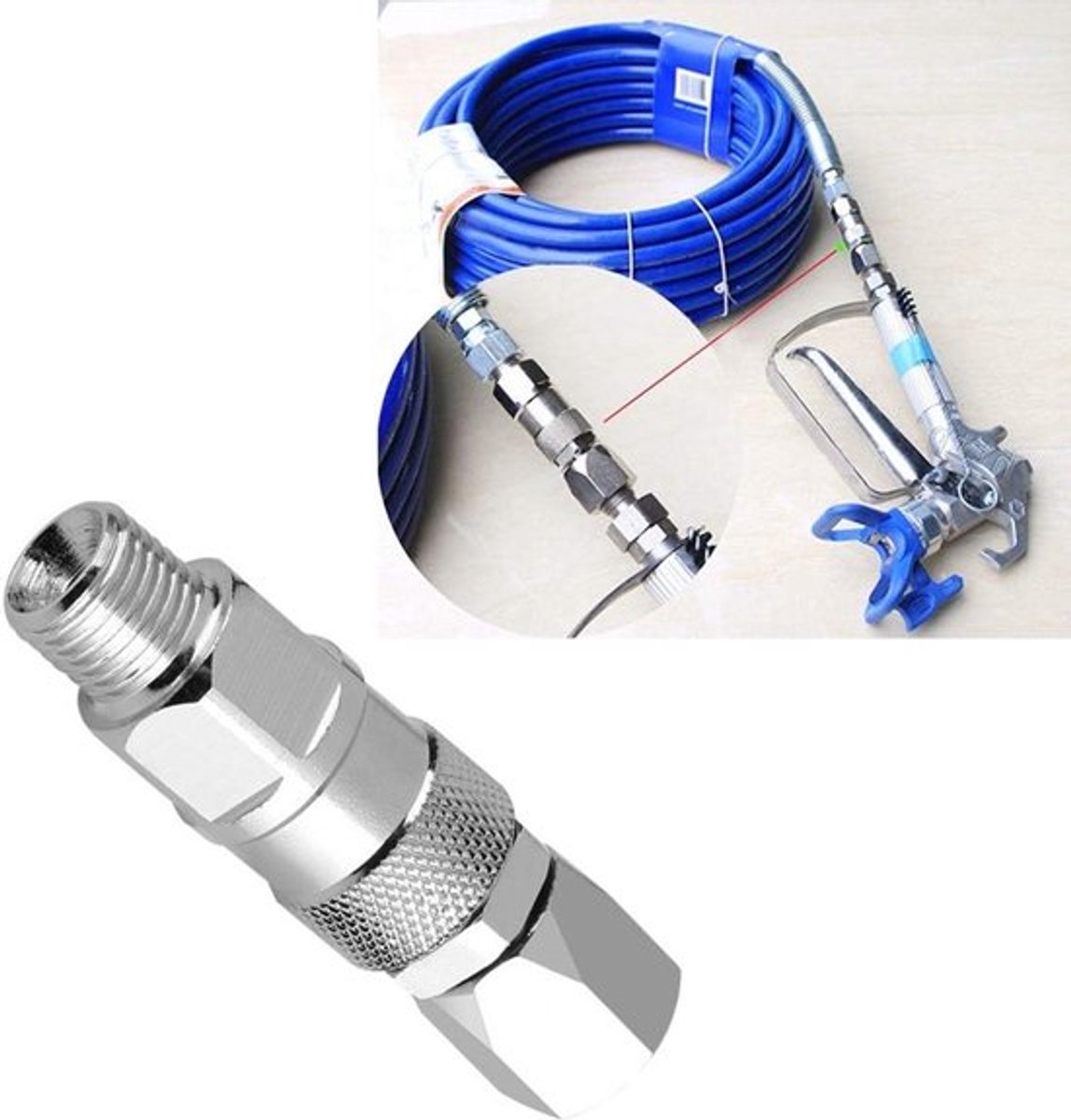 Draaikoppeling 1/4 inch van roestvrij staal voor slangreiniging en airless spuitapparatuur, duurzaam en veelzijdig