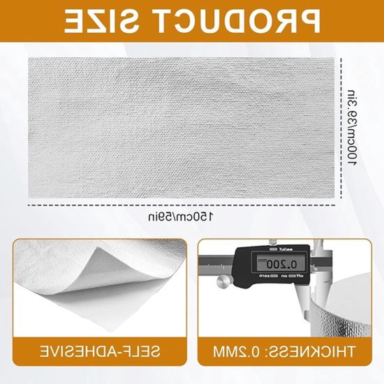 Zelfklevende Warmtebeschermingsmat van Aluminium Glasvezel, Praktische Warmteschild voor Slangen en Automatisch Gebruik (100x150cm) - Ideaal voor Isolatie en Temperatuurbeheersing — afbeelding 2