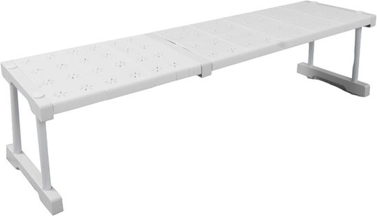 Uitbreidbaar Kledingkast Plank Organisator - Verstelbare Ruimtebesparende Tension Plank voor Kleding, Schoenen en Accessoires (67-88cm)