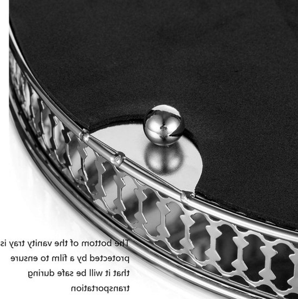Ronde Decoratieve Makeup Tray met Spiegel en Opbergruimte voor Sieraden, Kaarsen en Make-up - 25 cm Diameter voor Dressoir en Salontafel
