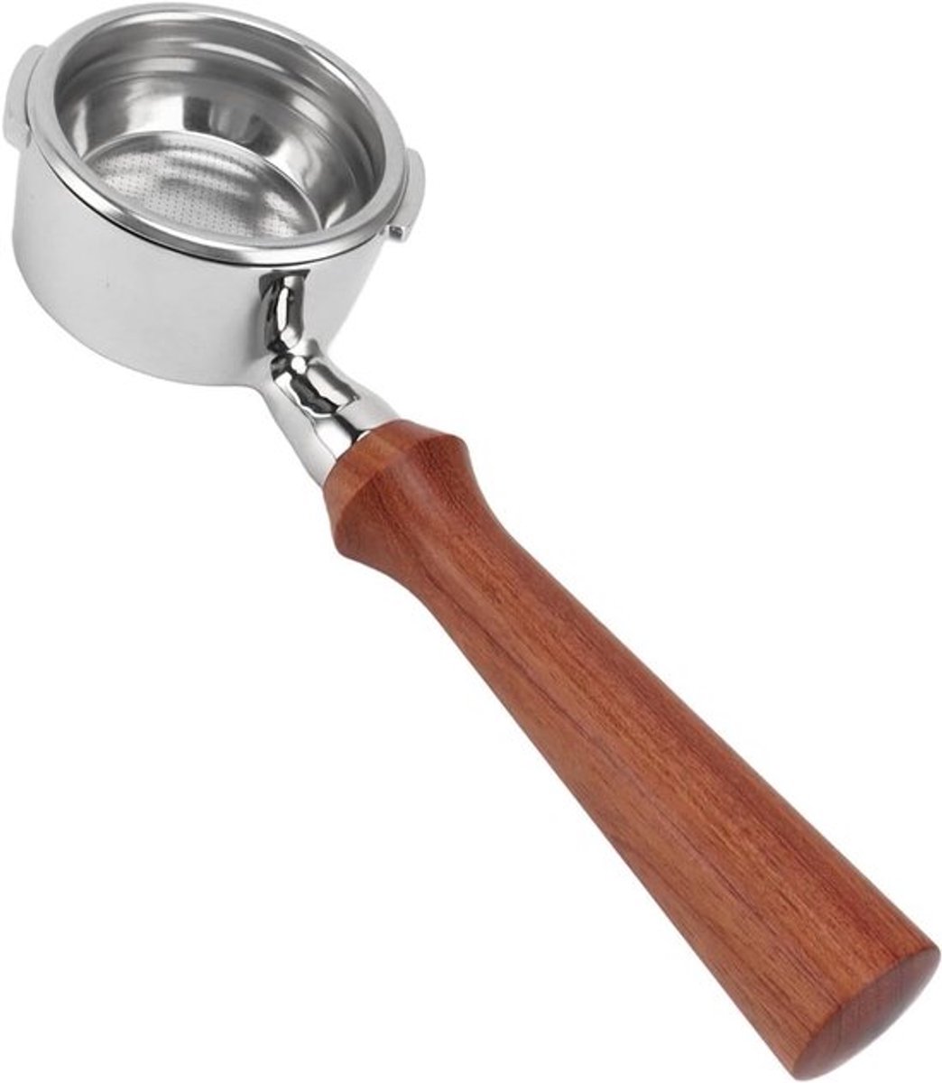 Bodemloze Portafilter Ontwerp met Dubbele Oren - Professionele Portafilter - Koffiezetapparaat - Houten Handvat - E Klassiek palissanderhout