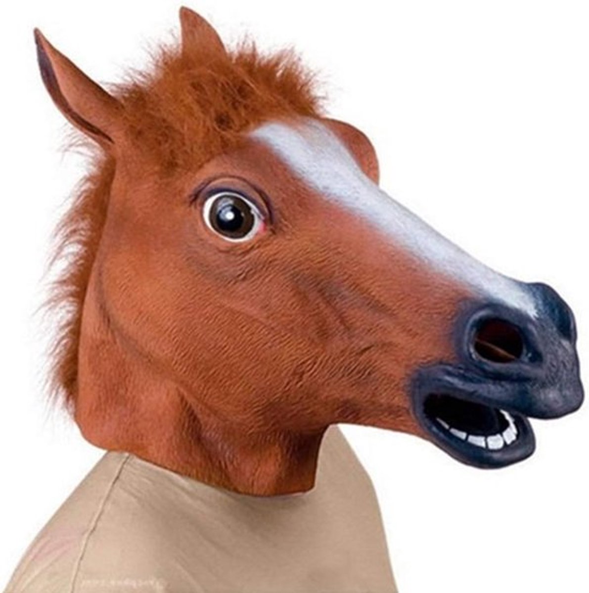 Paardenhoofd Masker van Latex, Perfect voor Halloween Kostuum Feest, Met Uitstekende Elasticiteit, Bruin