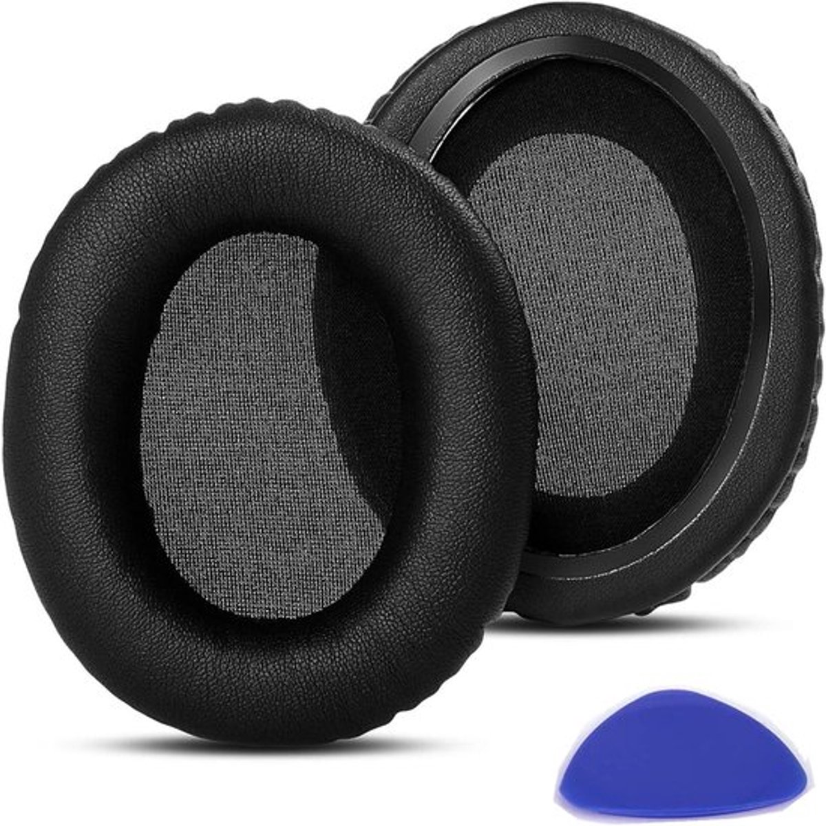 Vervangende Oorkussens voor On-Ear Hoofdtelefoon - Eiwit Leer - Zwart - Compatibel met diverse Modellen - Comfort Verbeterd - Duurzaam - Zacht en Comfortabel