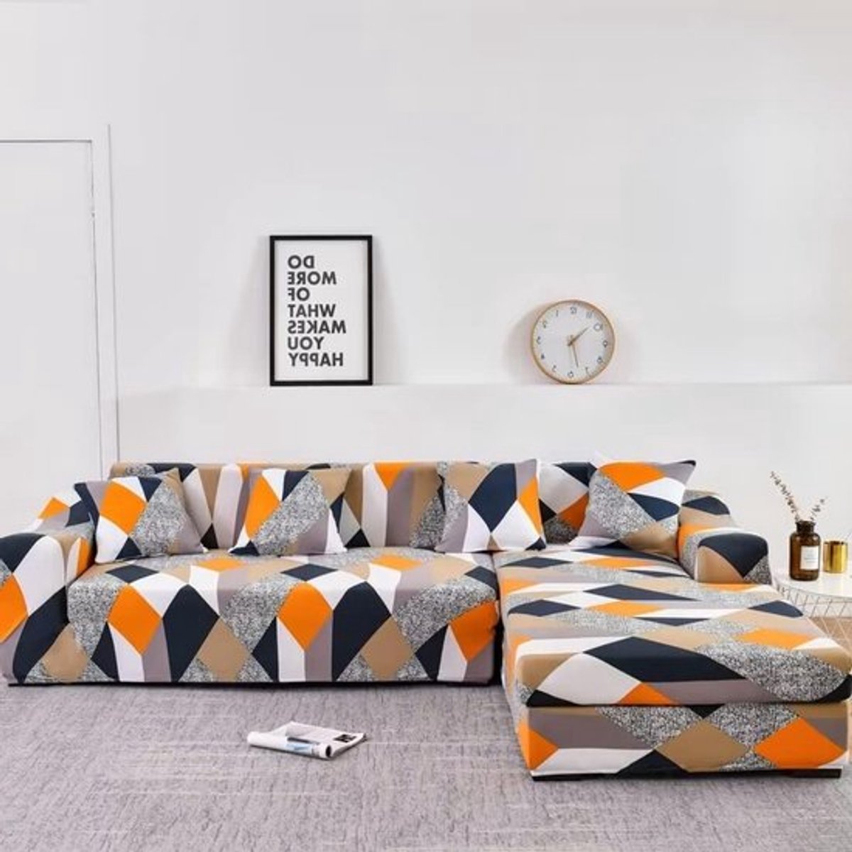 Sofahoes voor 3-zitsbank - Verwijderbare en antislip hoezen van polyester voor eetkamer - Oranje kleur