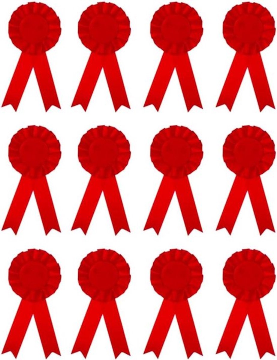 Roosje Prijslinten 12 Stuks - Winnaarsbadge Medaillelinten Verjaardag Sportwedstrijd - Rood