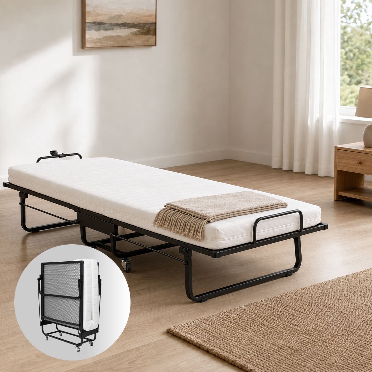 AirSleeperz Merel Deluxe - Opvouwbaar Bed - 90x200 cm - incl. Koudschuim Matras Zwart - Deluxe