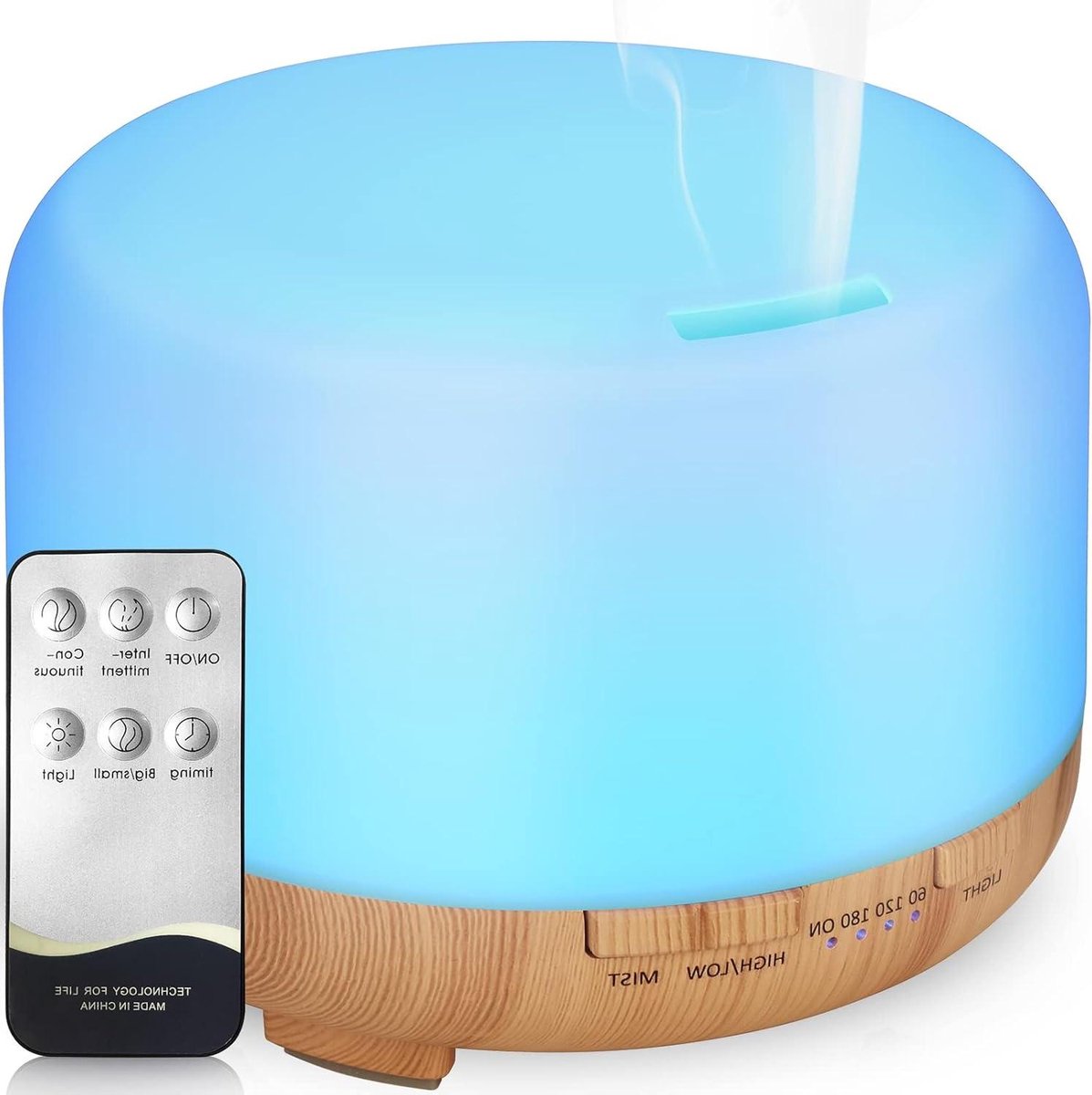Luchtbevochtiger Aroma Diffuser - Geurverspreider Luchtverfrisser - Ontspanning Thuis - Stille Ultrasone Werking - 450ml Tank Capaciteit - Houtkleur