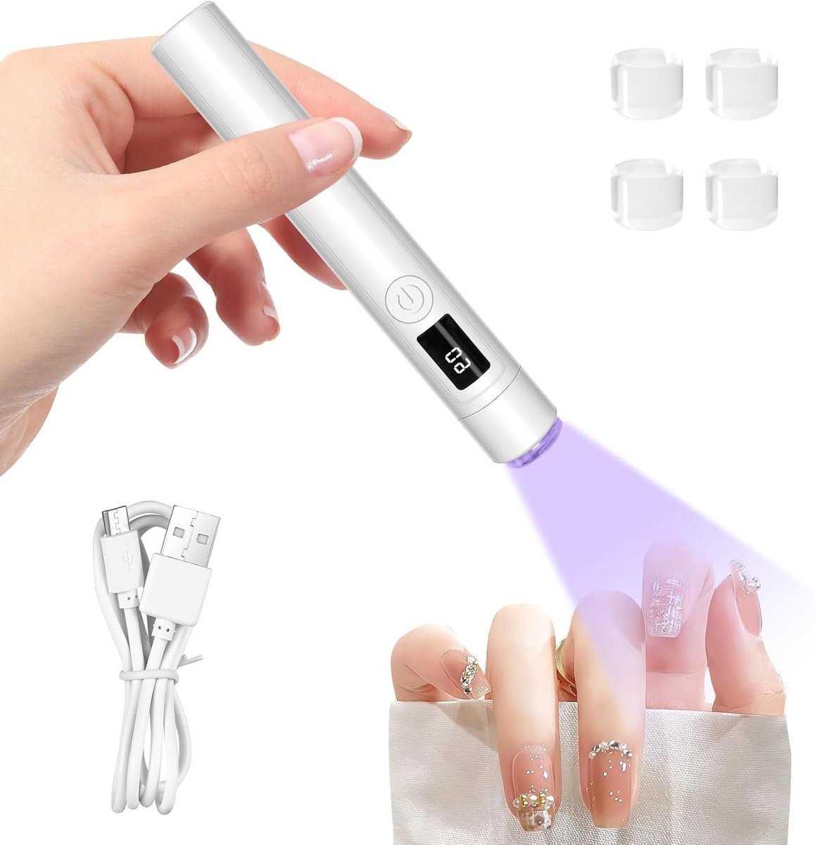 UV Nagellamp - Mini Lamp - Nagels Uitharden - Met Stempelkop - Draagbaar - Wit