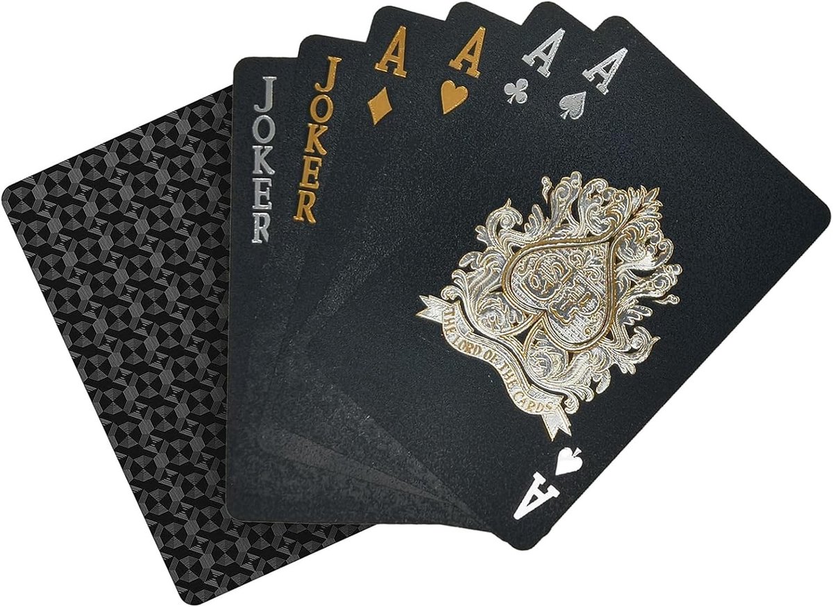 Waterdichte Pokerkaarten - 54 Stuks Zwart Deck voor Feestjes, BBQ's en Spelletjesavonden, Duurzaam en Geschikt voor Gezinnen