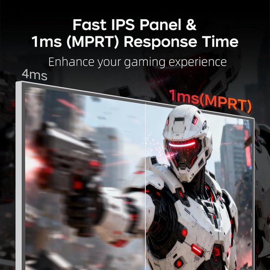 Gaming Monitor - Snelle Beeldscherm - Intensief Gamers - Fast IPS Paneel - 24 Inch - Wit — afbeelding 4