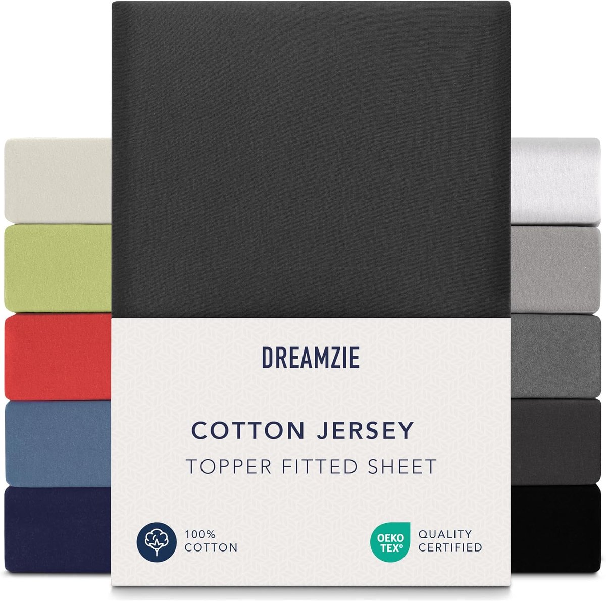 SnelShoppen - Premium Topper Hoeslaken 180 x 200 cm - 200 x 200 cm - Extra Lage Zijhoogte - Hoeslaken Jersey Katoen 150 g/m² - Oeko-Tex - Donkergrijs